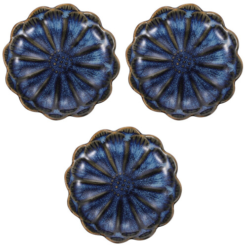 3Pcs Flower Shape Ceramic Snack Dish Side Plate Dipping Bowl 2