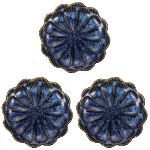 3Pcs Flower Shape Ceramic Snack Dish Side Plate Dipping Bowl 1