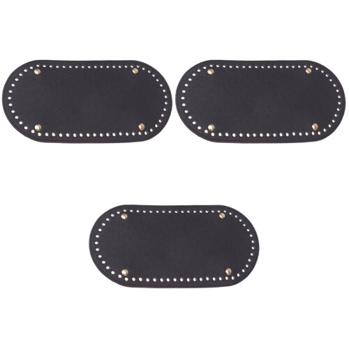 3 Pcs Oval Bottom PU DIY Bag Accessories For Knitting Bags 2
