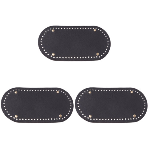 3 Pcs Oval Bottom PU DIY Bag Accessories For Knitting Bags 1