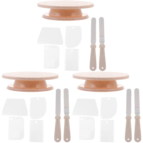 3Pcs Cake Turning Table Decorating Turntable Set Baking Supplies 1