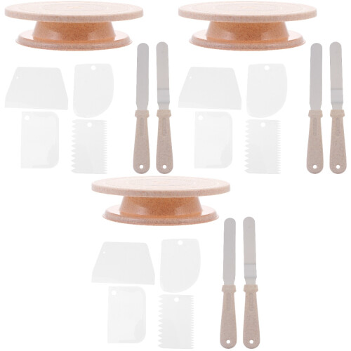 3Pcs Cake Turning Table Decorating Turntable Set Baking Supplies 2