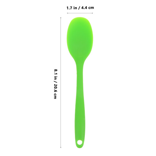 3Pcs Silicone Soup Spoon Long Handle Nonstick Serving Scoop Green 1