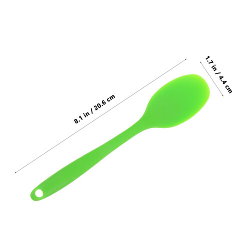 3Pcs Silicone Soup Spoon Long Handle Nonstick Serving Scoop Green 2