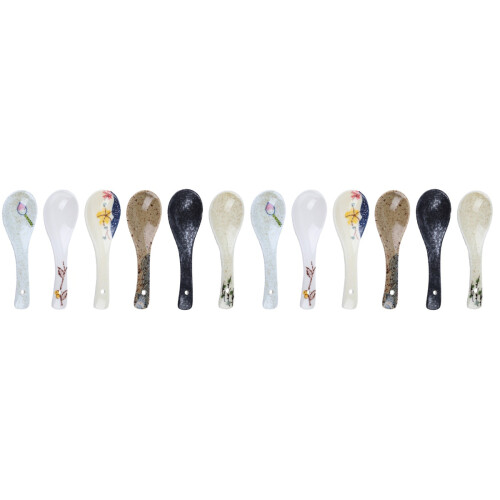 12 Pcs Ceramic Japanese Soup Spoons For Home Restaurant Assorted Color 1