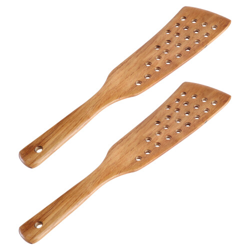 6 Pcs Wood Spatula With 24-Hole Filter For Non-Stick Cookware 2