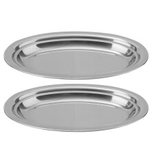 6 Pcs Oval Stainless Steel Serving Plate For Food And Snacks