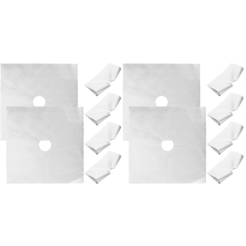 12 Pcs Silver Reusable Gas Cooker Liner Burner Covers Protective Pad 1