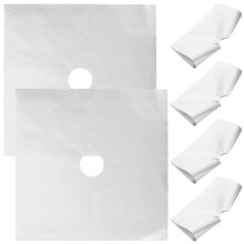 12 Pcs Silver Reusable Gas Cooker Liner Burner Covers Protective Pad
