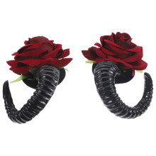 5 Pairs Lolita Hair Clips Gothic Sheep Horns Rose Barrette Party Props