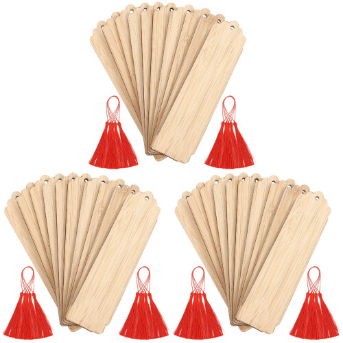 30 Sets Wooden Bookmarks Blank Page Markers Diy Hanging Tags 1
