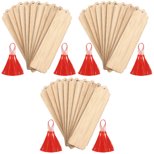 30 Sets Wooden Bookmarks Blank Page Markers Diy Hanging Tags 2