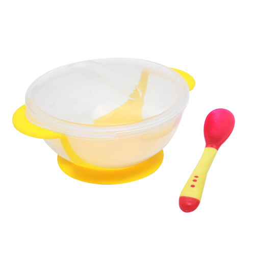 3 Pcs Baby Training Bowl Set Non- Temperature Yellow