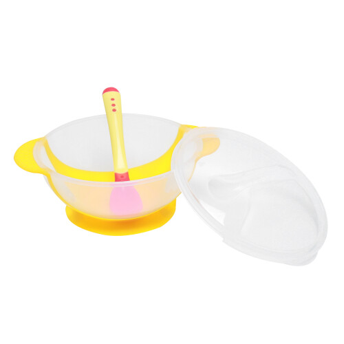 3 Pcs Baby Training Bowl Set Non- Temperature Yellow 2