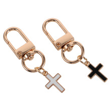 10 Pcs Vintage Alloy Small Cross Keychain Pendant For Purse Backpack