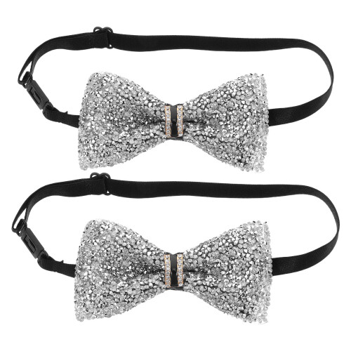 4 Pcs Kids Bow Tie: Sparkly Rhinestones Pre-Tied Adjustable 1