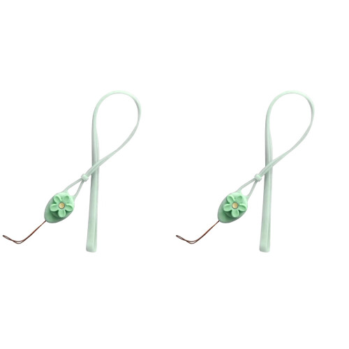 2 Pcs Silicone Flower Phone Cover Lanyard Elastic Strap Green 1