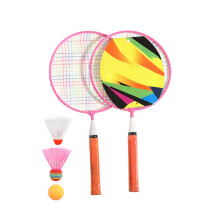 1 Set Pink Badminton Racket With 3 Shuttles For Outdoor Play