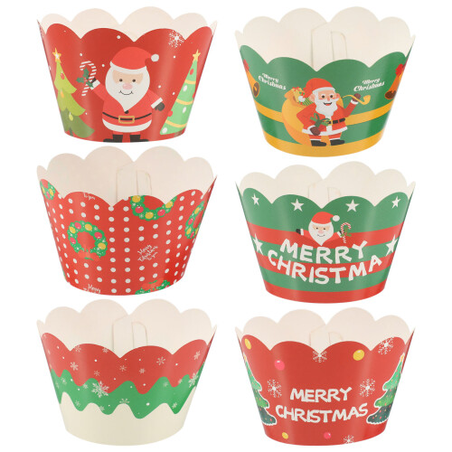 30 Pcs Christmas Cupcake And Muffin Wrappers Party Decorations