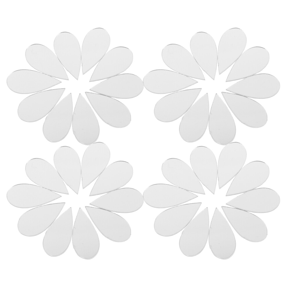 Ohphcall 4Pcs 3 Bags Teardrop Mirror Stickers Acrylic Wall Decor