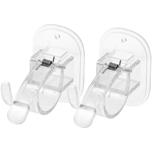 2 Sets Shower Rod Retainer Holder And Curtain Hooks 2