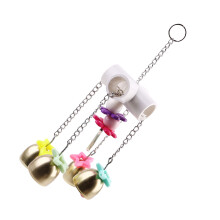 2Pcs Pet Parrot Bell Chime Chew Toy Cage Accessory Golden