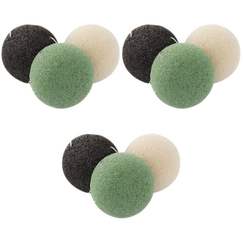 9 Pcs Round Sponges For Face Cleansing In Black Green White 2