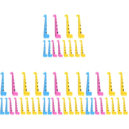 48Pcs Assorted Color Plastic Rulers Cartoon Giraffe Shape for Students 1