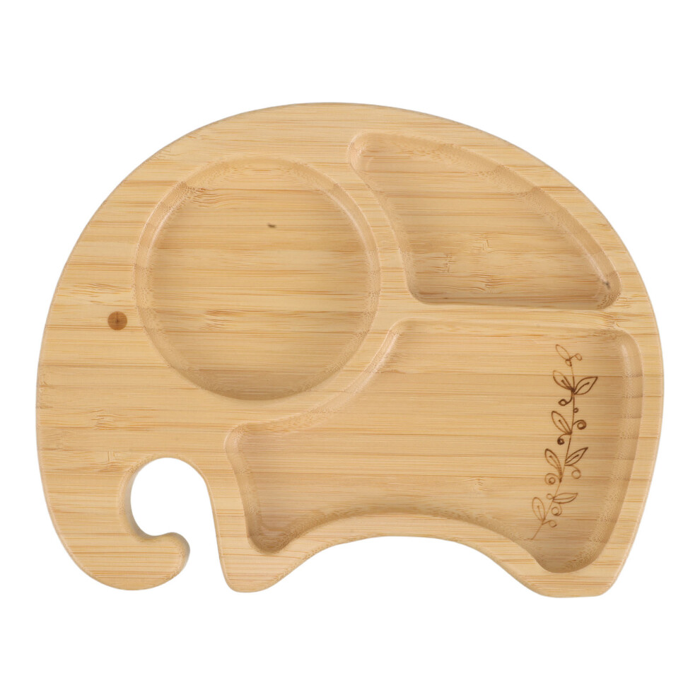 Cute Cartoon Baby Divided Plate With Suction Base And Wooden Utensils Ohphcall