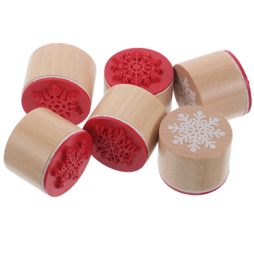 12 Pcs Wood Stamp Snowflake Pattern For Card Making Crafts 3x3x2.2cm