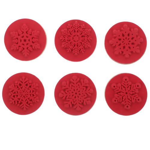 12 Pcs Wood Stamp Snowflake Pattern For Card Making Crafts 3x3x2.2cm 2