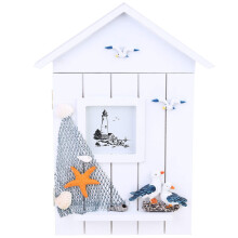 2 Pcs Wooden House Keys Storage Box Wall Mounted With Birds Ornament