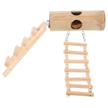 One Set Bamboo Hamster House With Wooden Layers Hideout