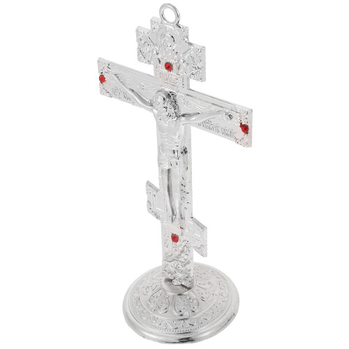 2Pcs Metal Catholic Cross Desktop Crucifix Wall Hanging 2
