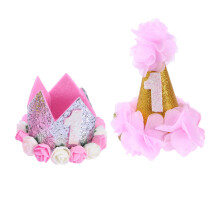 2Pcs Cat Dog Pet Birthday Party Hat Colorful Pattern Cosplay Headwear