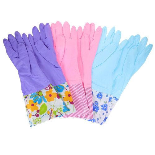 6Pairs PVC Kitchen Gloves for Washing Dishes Assorted Color Durable