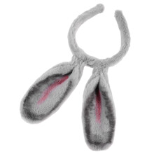 Bunny Ears Headband Gray Long Plush For Kids And Adults