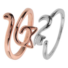 2Pcs Cat Design Crochet Rings Alloy Knitting Tools