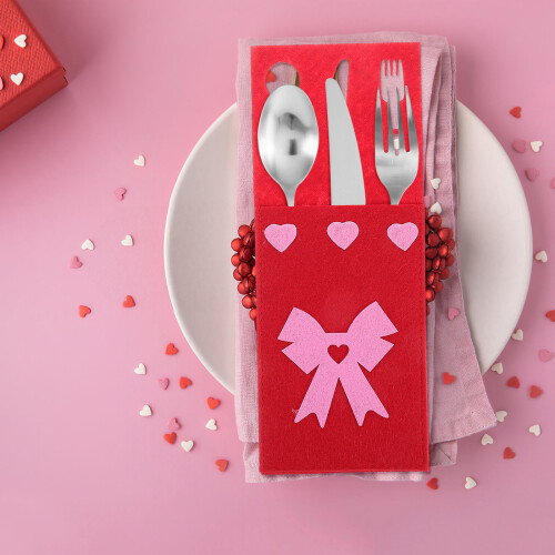 4Pcs Bow Shape Cutlery Bag For Dinner Table And Wedding Silverware 2