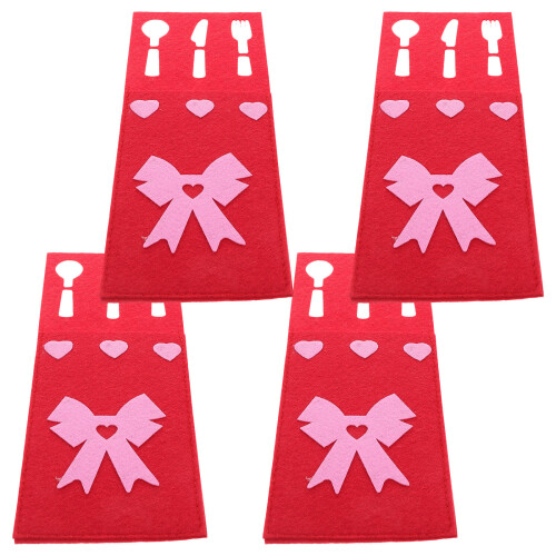 4Pcs Bow Shape Cutlery Bag For Dinner Table And Wedding Silverware
