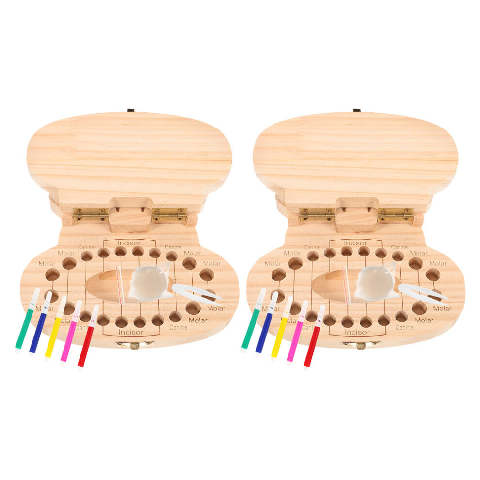 Wooden Hippo Tooth Storage Box With Tweezers Pen And Cotton Artibetter