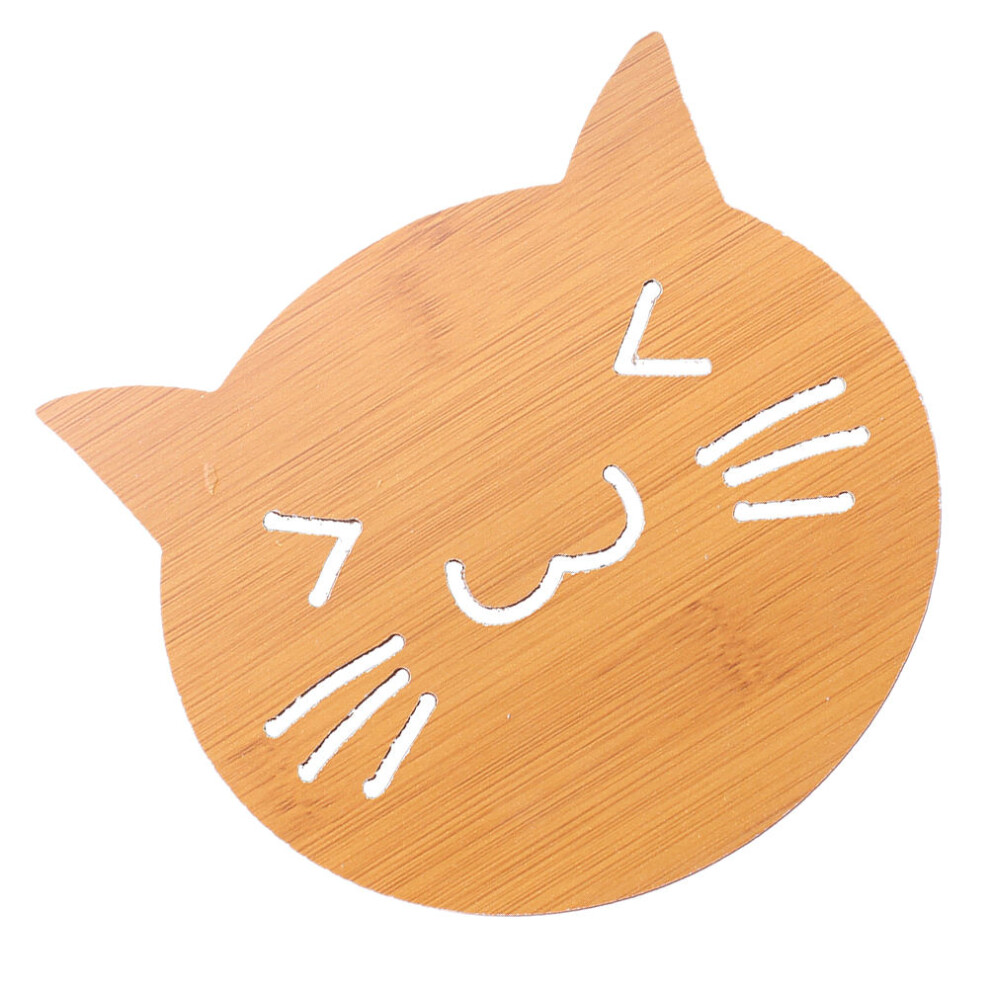 6Pcs Set Wooden Cup Coaster Hollow Heat Resistant Cat Pattern-image-OPC-PKX6YBH-NEW