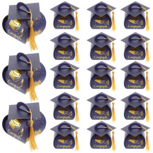 50Pcs Graduation Cap Boxes With Tassel For Party Favors And Sweets