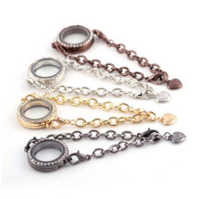 Crystal Memory Locket Bracelet For Floating Charms Gift Black