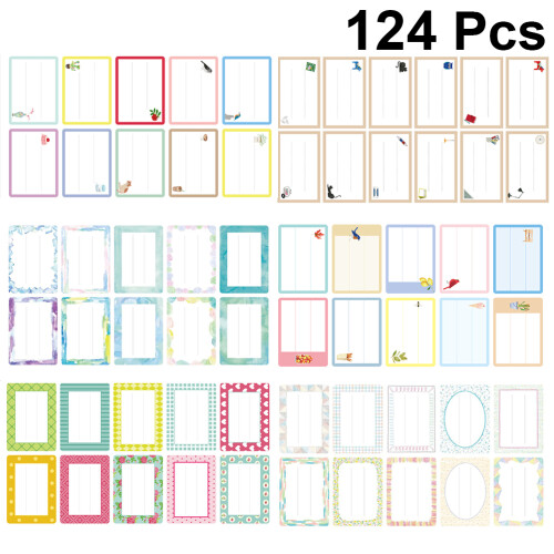 124Pcs White Write Name Label Sticker For Kids Stationery 1