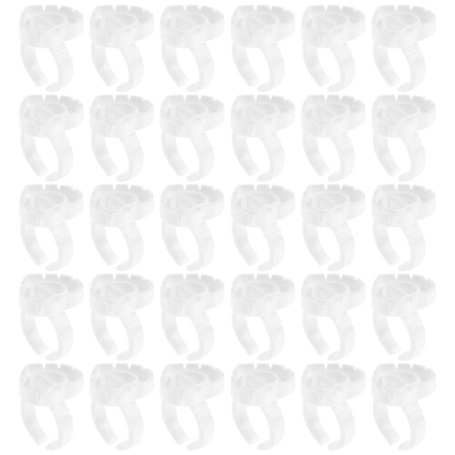 100Pcs Pigment Ring Holders Eyelash Glue Cups Plastic White 2