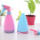 2 Pcs Blue Plastic Watering Can With Adjustable Spraying Head 2