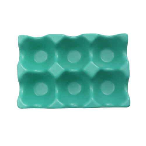 6 Grids Ceramic Egg Holder Anti-Slip Refrigerator Storage Box Green 2