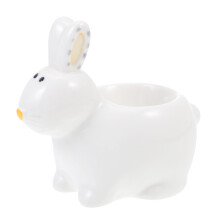 1pc Cartoon Rabbit Delicate Ceramic Egg Holder Lovely Ornament (White)