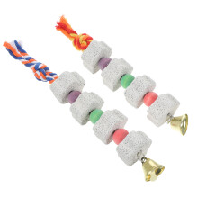 2Pcs Bird Chewing Toys With Bell And Mineral Beak Grinding Stone